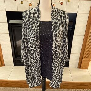 Cathy Daniels Open Front Cheetah Print Cardigan w/Tank Attached, Women’s Sz 1X